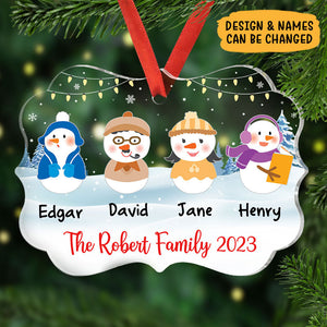 Snowman Family, Personalized Shape Ornaments, Christmas Gift For Family
