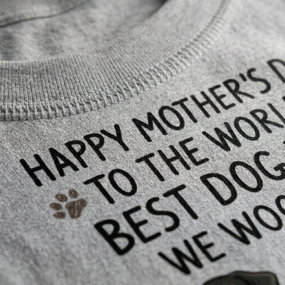 Personalized Mother's Day Dog Mom Shirt, "We Woof You", Custom Photo & Graphics
