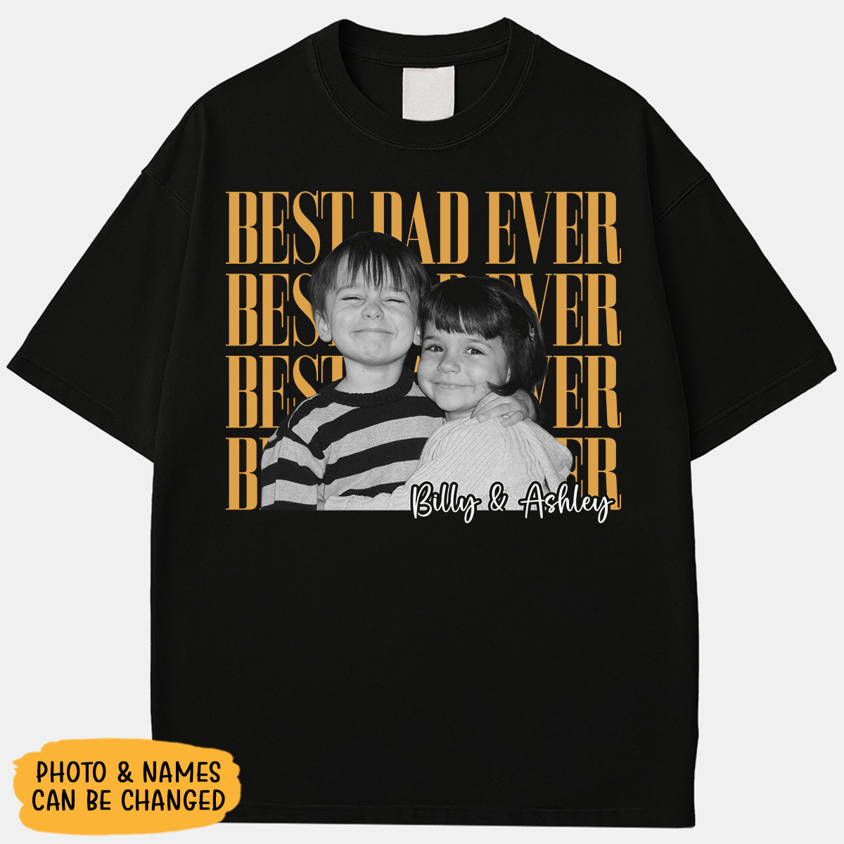 Best Dad Ever Custom Photo Shirt, Washed Tee