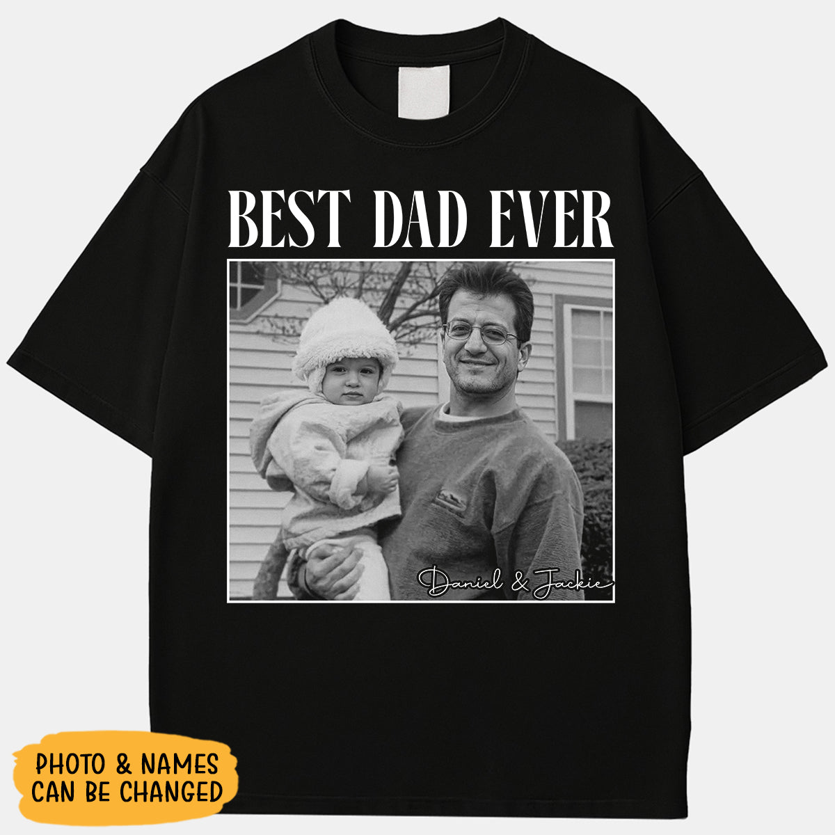 Best Dad Ever Vintage Style Custom Photo Shirt, Washed Tee