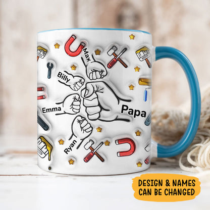 Happy Father's Day 2026 Dad Fist Bump Wrap Mug, Personalized 3D Inflated Effect Mug, Father's Day Gift