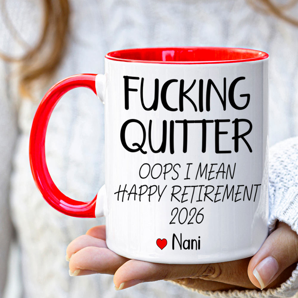 Personalized Retirement Coffee Mug, Quitter I Mean Happy Retirement Gift