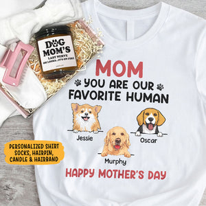 Gift Box You Are My Favorite Human, Personalized Shirt And Scented Candle, Gift For Dog Lovers, Mother's Day Gift