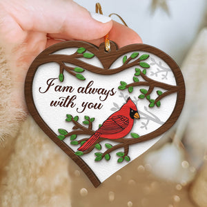 I Am Always With You Cardinal Christmas, Christmas 2 Layers Wooden Ornament, Memorial Gift