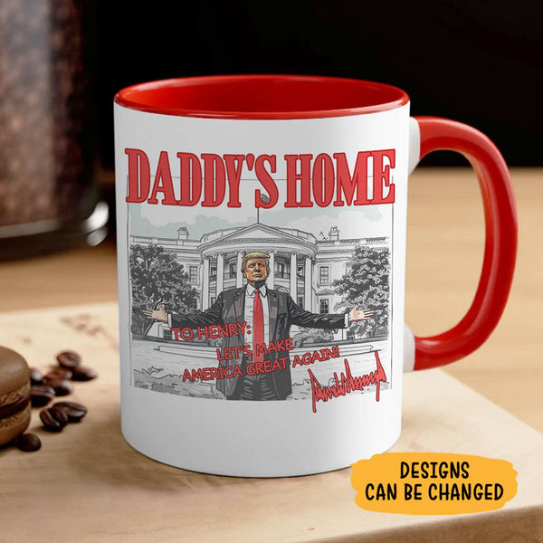 amazon father day coffee mugs trump Daddy's Home President Donald Trump, Personalized Coffee Mug, Election 2024