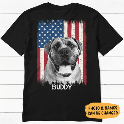 Custom Photo US Flag, Personalized Back Print Shirt, Custom Gifts For Dad