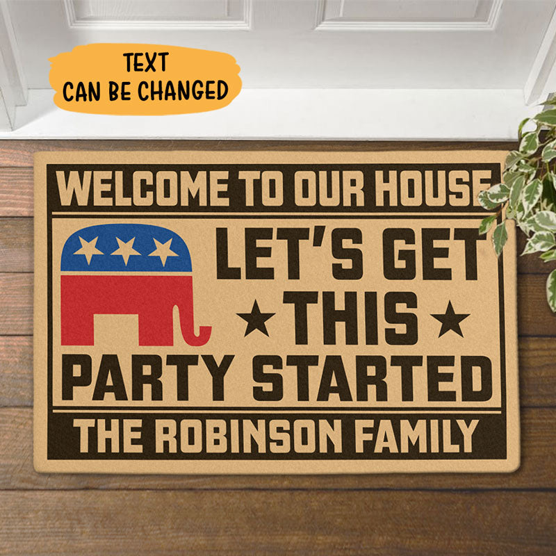 Let’s Get This Party Started Trump, Personalized Doormat, Trump Doormat, Home Decor, Election 2024