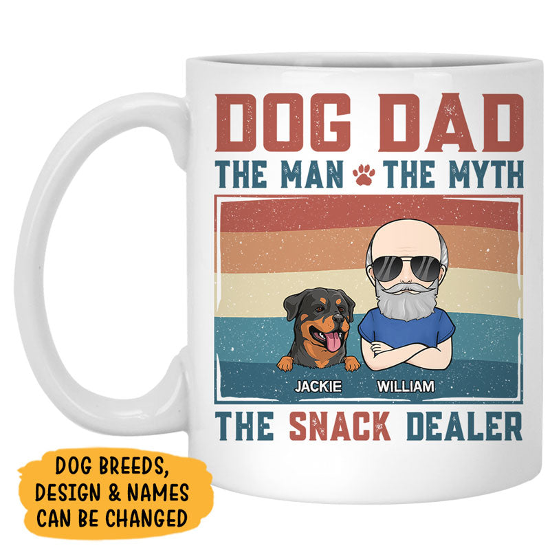 Dog Dad The Snack Dealer, Personalized Coffee Mug, Gift For Dog Lovers
