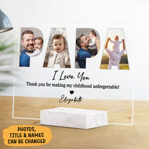 Dad You Are The World, Personalized Acrylic Plaque, Father's Day Gift, Custom Photo