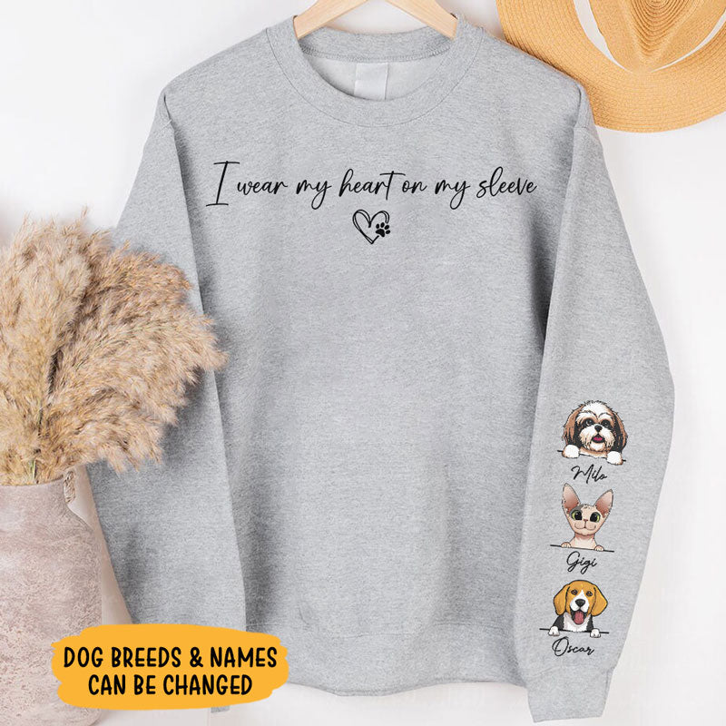 Wear My Heart On My Sleeve, Personalized Sweatshirt With Sleeve Imprint, Gifts For Mother's Day