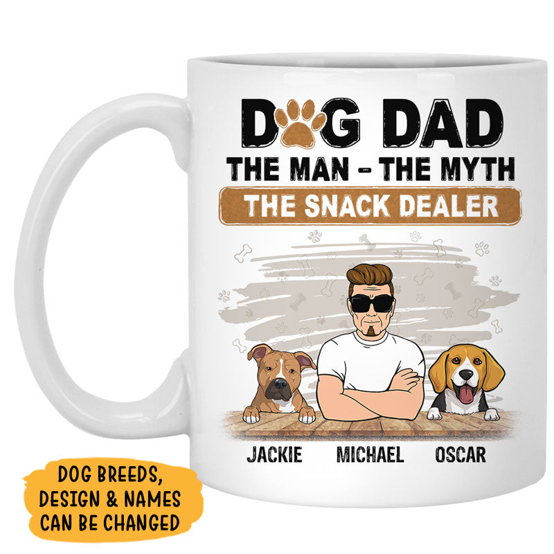 The Man The Myth The Snack Dealer, Personalized Coffee Mug, Gift For Dog Dad