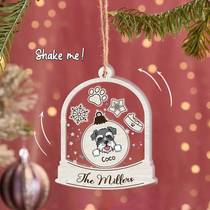Dog Bell Shape Ornament, Personalized 3 Layers Shaker Ornament, Gift For Dog Lovers
