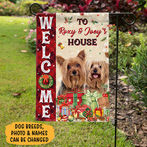Welcome To The Dog House Christmas, Personalized Garden Flags, Gifts For Dog Lovers, Custom Photo