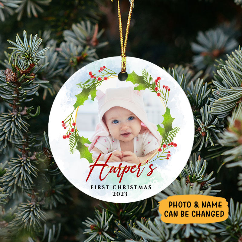 Baby's First Christmas, Personalized Christmas Ornaments, Custom Photo Gift