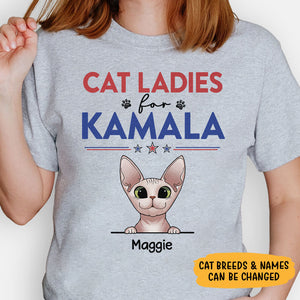 Cat Ladies For Kamala Harris, Personalized Shirt, Gifts For Cat Lovers, Election 2024