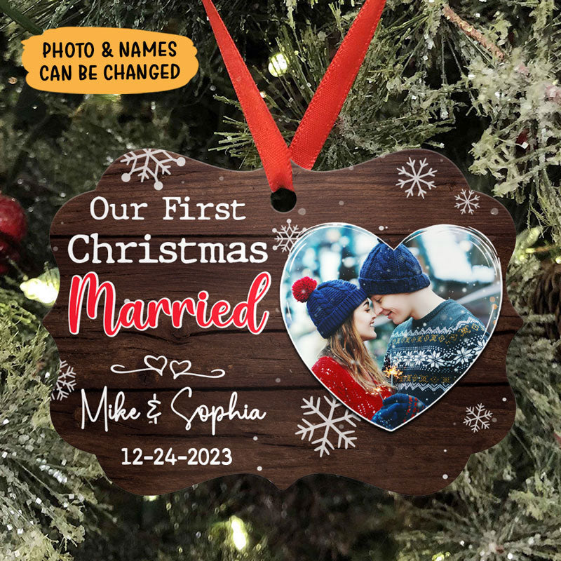 Our First Christmas, Personalized Christmas Aluminium Ornaments, Custom Photo Gift