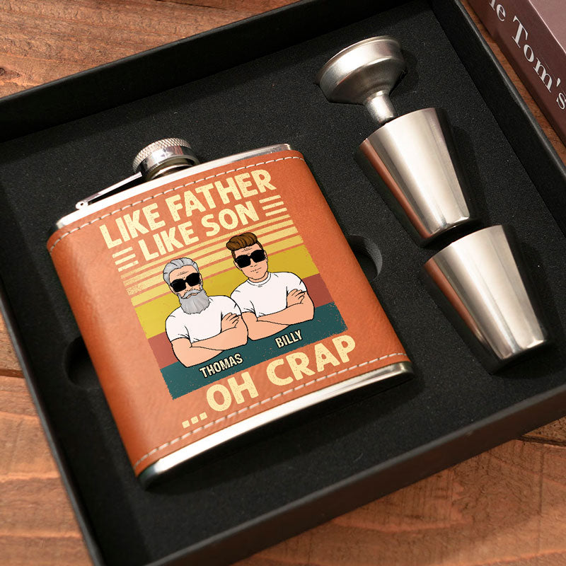 Like Father Like Children, Personalized Leather Flask, Father's Day Gifts