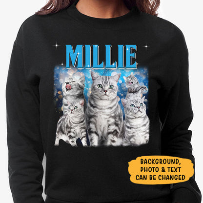 Personalized dog sweatshirt, gift for dog lovers - Retro vintage bootleg, custom photo, custom crew neck sweater