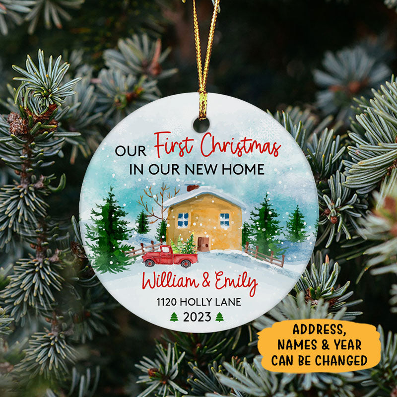 Our First Christmas In Our New House, Personalized Christmas Ornaments, Custom Holiday Decoration