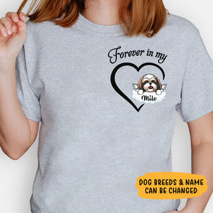Forever In My Heart Pocket Tee, Personalized Shirt, Memorial Gift for Dog Lovers