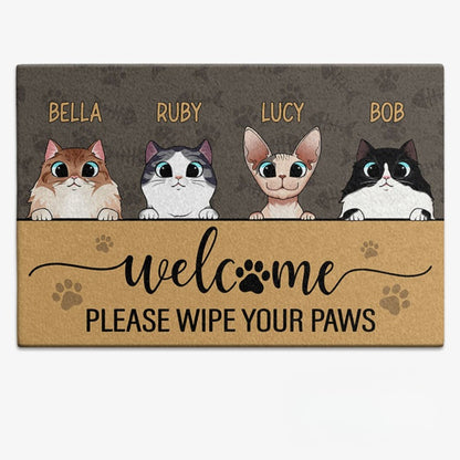 Please Wipe Your Paws Cat Doormat, Gift For Cat Lovers, Personalized Doormat, New Home Gift