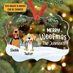 Merry Woofmas, Personalized Shape Ornaments, Christmas Gift For Dog Lovers