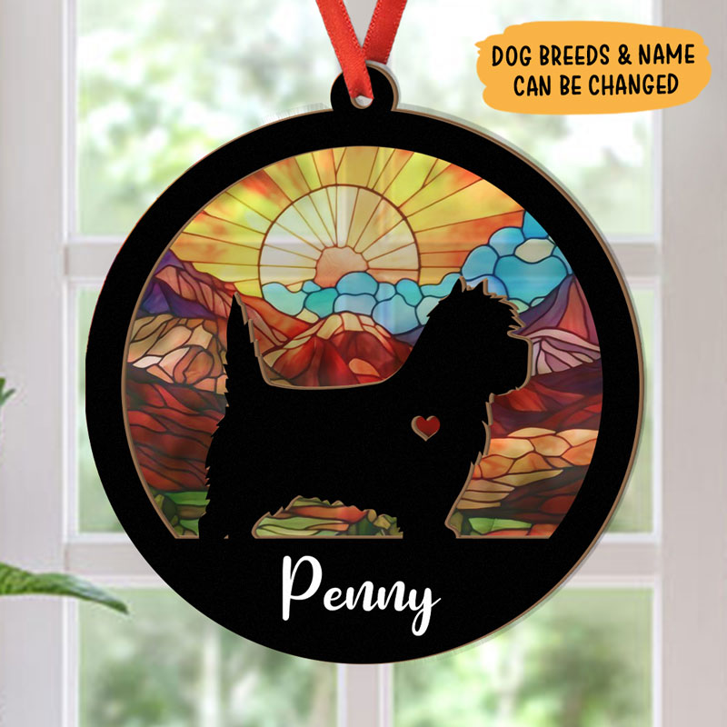 Dog Memorial Ornament, Personalized Memorial Suncatcher, Memorial Ornament For Loss Of Dog