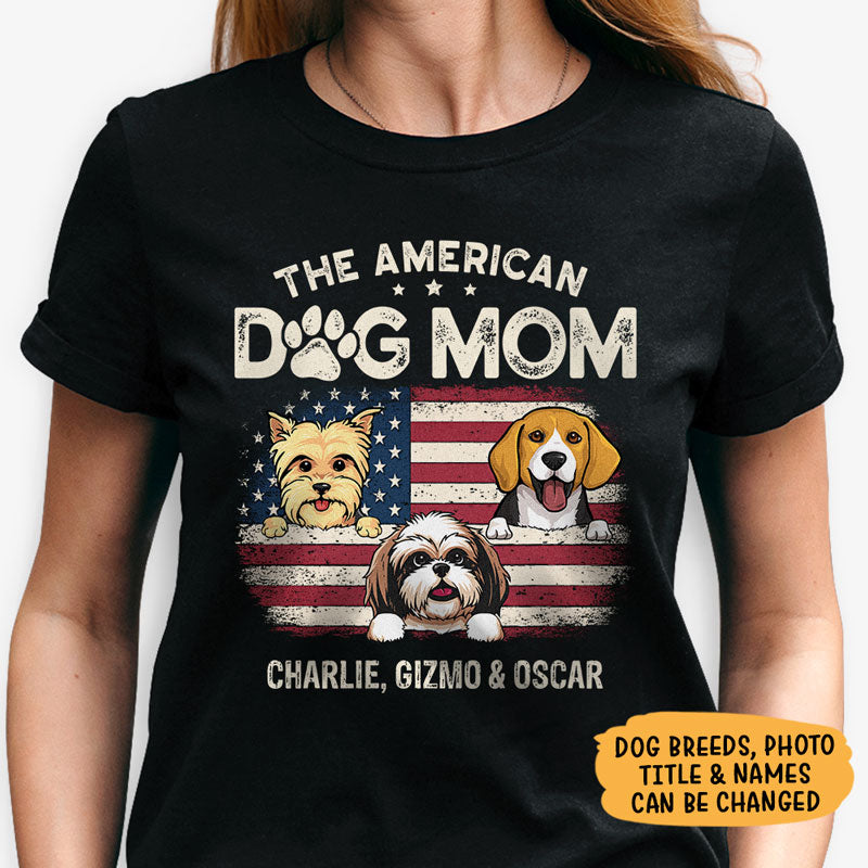 The American Dog Dad Dog Mom Dark Shirt, Personalized Shirt, Gift for Dog Lovers, Custom Photo