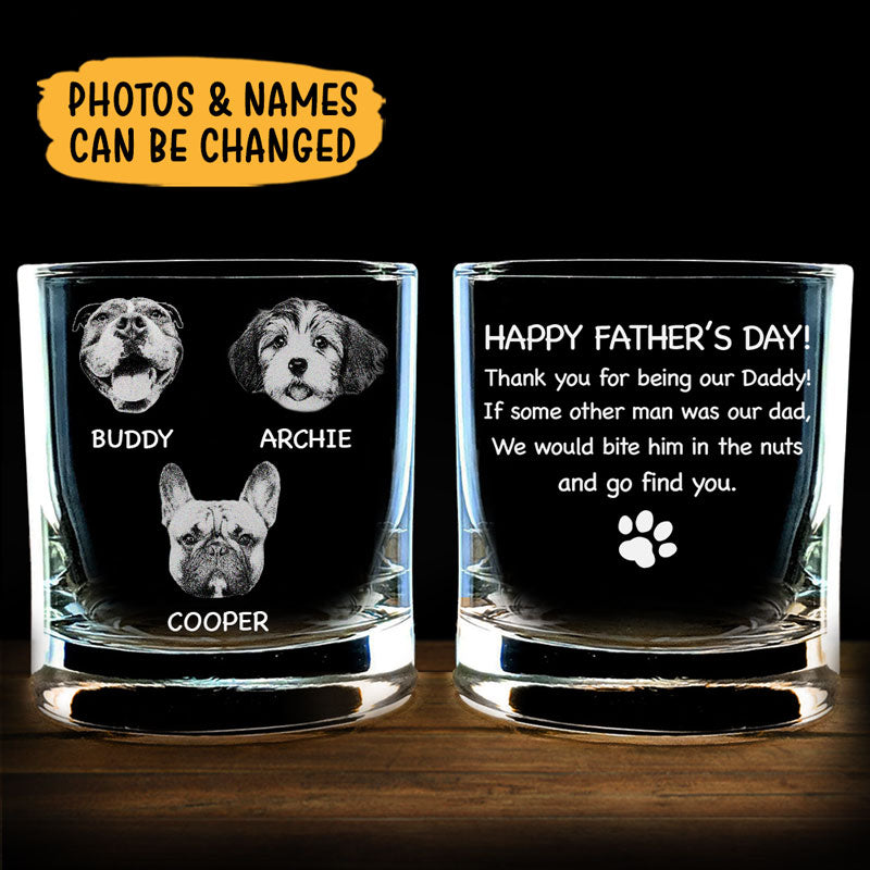 Thank You For Being My Daddy Photo, Personalized Rock Glass, Gift For Pet Lovers, Custom Photo