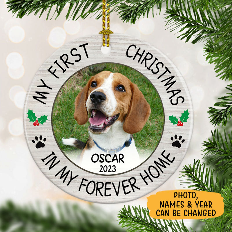 Pet Photo First Christmas, Personalized Ornaments, Custom Gift For Pet Lovers, Custom Photo