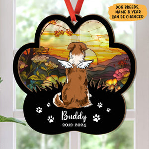 Dog Angel Memorial Suncatcher, Personalized Memorial Suncatcher, Memorial Ornament For Loss Of Dog