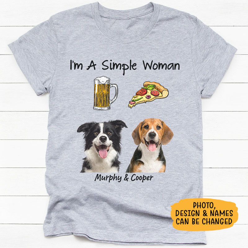 I'm Simple Woman Funny Shirt, Personalized Shirt, Gifts for Dog Mom Cat Mom, Custom Photo