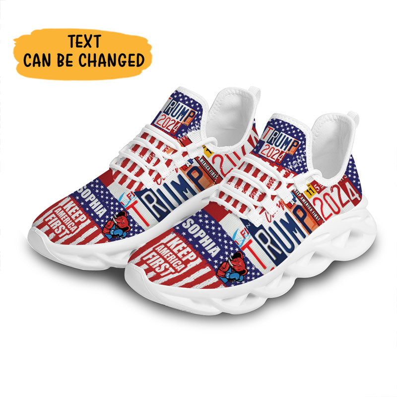 Trump Keep America First MaxSoul Shoes, Personalized Trump Sneakers, Trump Shoes, Election 2024