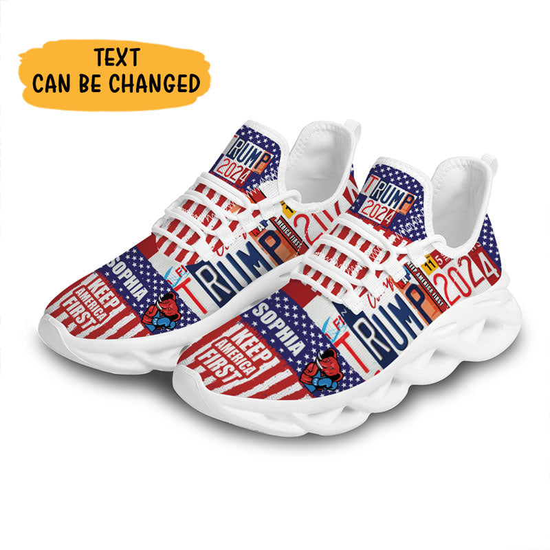 Trump Keep America First MaxSoul Shoes, Personalized Sneakers, Gift For Trump Fans, Election 2024