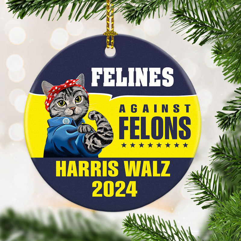 Felines Against Felons Harris Walz, Kamala Ornaments, Kamala Harris Supporter, Election 2024