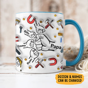 Dad Fist Bump Wrap Mug, Personalized 3D Inflated Effect Mug, Father's Day Gift