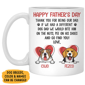 Thank You For Being My Dad Heart Color, Personalized Accent Mug, Gifts For Dog Lovers