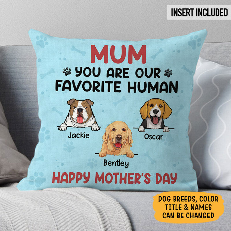You Are My Favorite Human, Personalized Pillow, Custom Gift For Dog Lovers