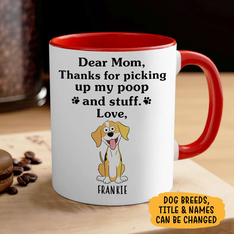 Thanks For Picking Our Poop Pop Eyed, Personalized Ceramic Mug, Gift For Dog Lovers