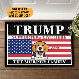 Trump Supporters Live Here, Personalized Doormat, Gift For Trump Fans, Gift For Dog Lovers, Election 2024