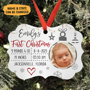 Baby's First Christmas, Baby Stats Ornament, Personalized Aluminium Ornaments, Custom Holiday Gift