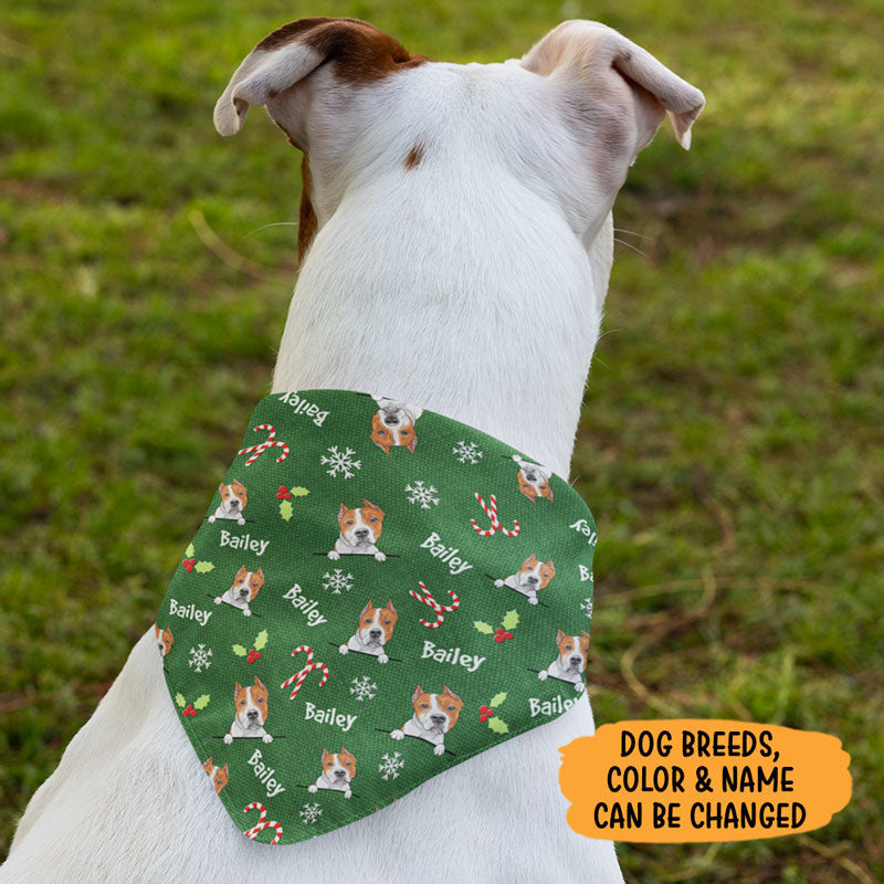 Dog Christmas Pattern Bandana, Personalized Bandana, Gift For Dog