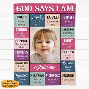 God Says I Am, Personalized Baby Blanket, Baby Shower Gift, Newborn Gift, Custom Photo