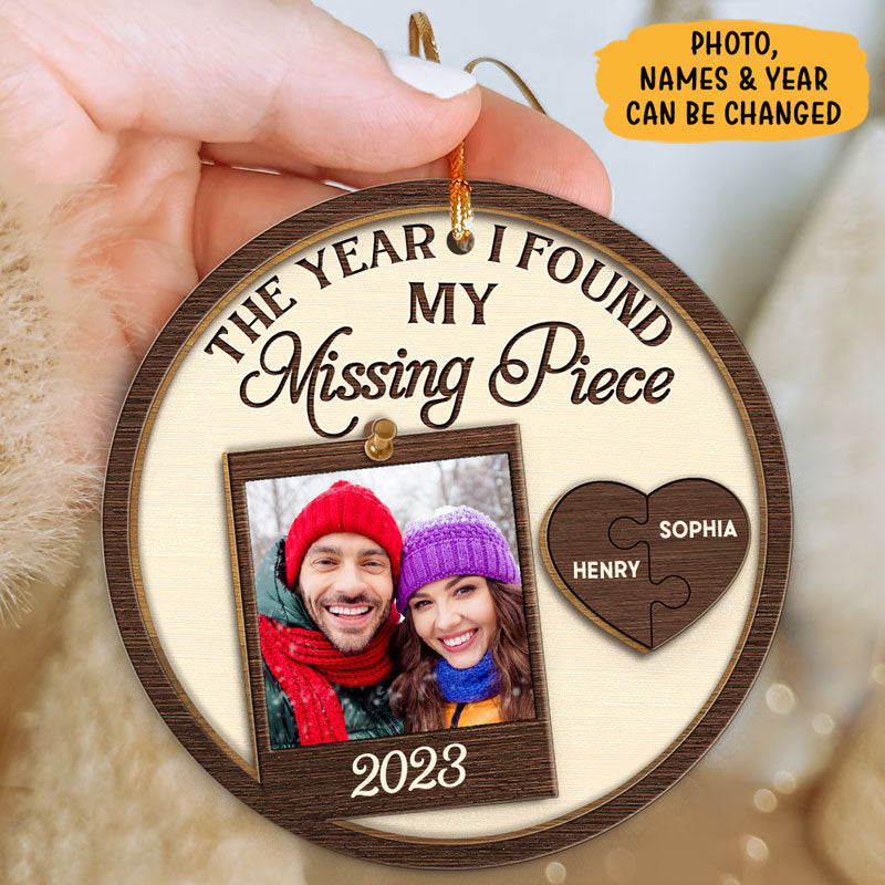 The Year I Found Missing Piece, Personalized Shape Ornament, Anniversary Gift, Custom Photo