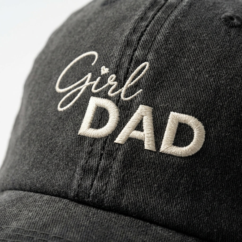 Girl Dad, Father's Day Retro Faux Embroidery Cap, Gift For Him
