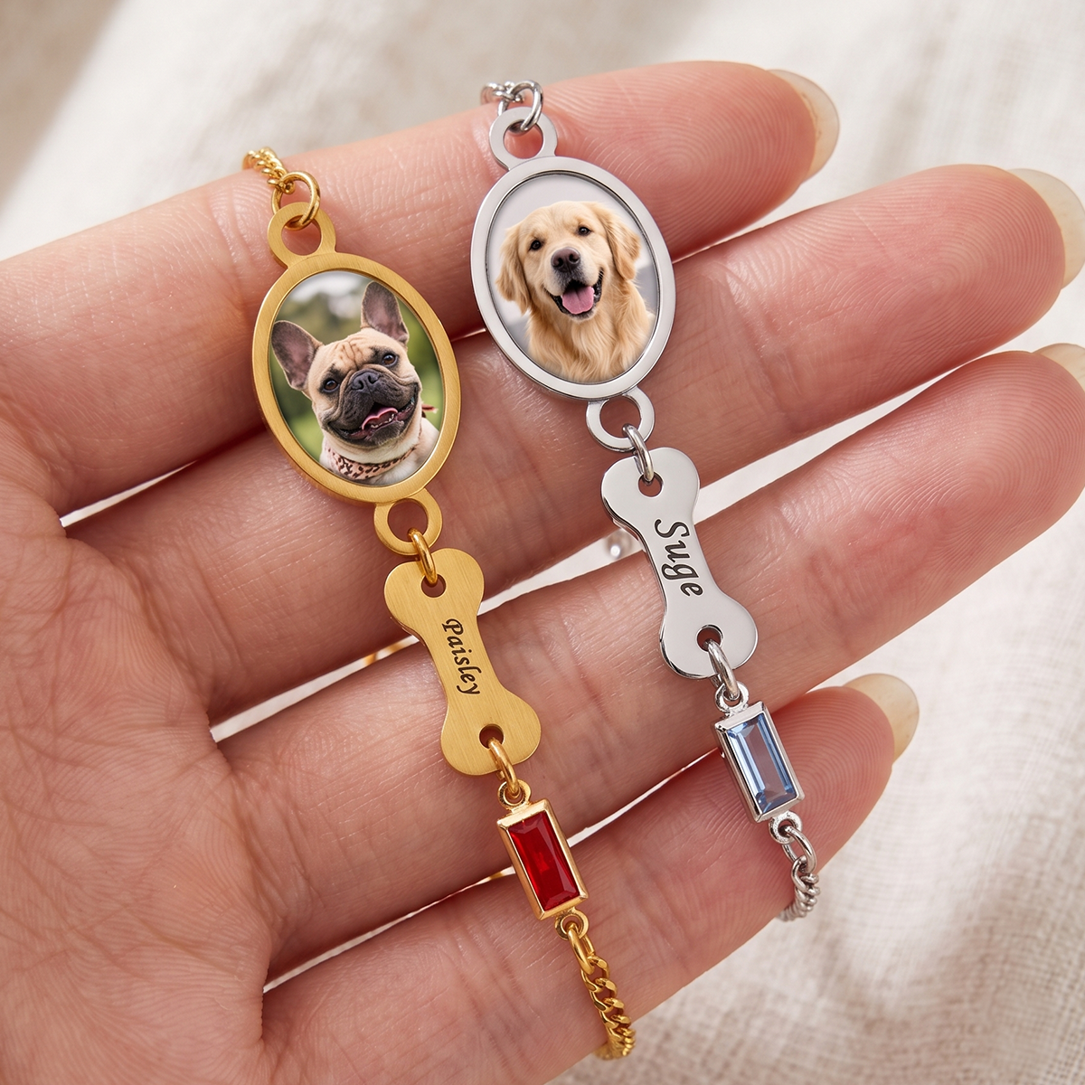 Personalized dog bracelet, gift for dog lovers - Custom name, custom photo, custom charm jewelry