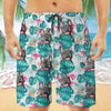 Pet Face Tropical Leaf Hawaiian Pattern, Personalized Beach Shorts, Gifts For Pet Lovers, Custom Photo