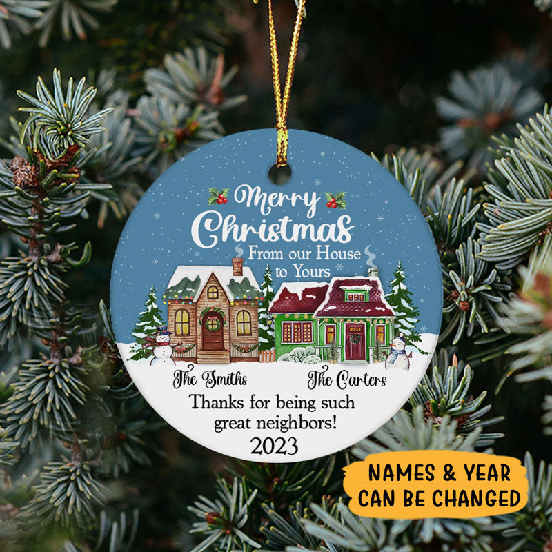 Merry Christmas From our House to Yours, Personalized Christmas Ornaments, Custom Holiday Decoration