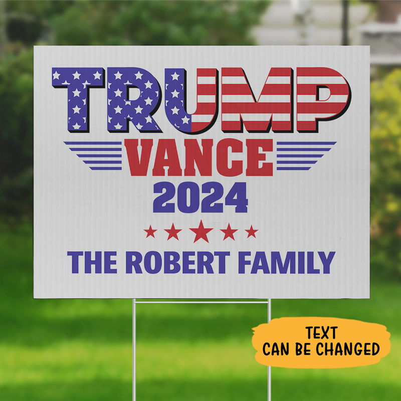 Trump Vance American Flag 2024, Personalized Yard Sign, Trump Sign, Election 2024