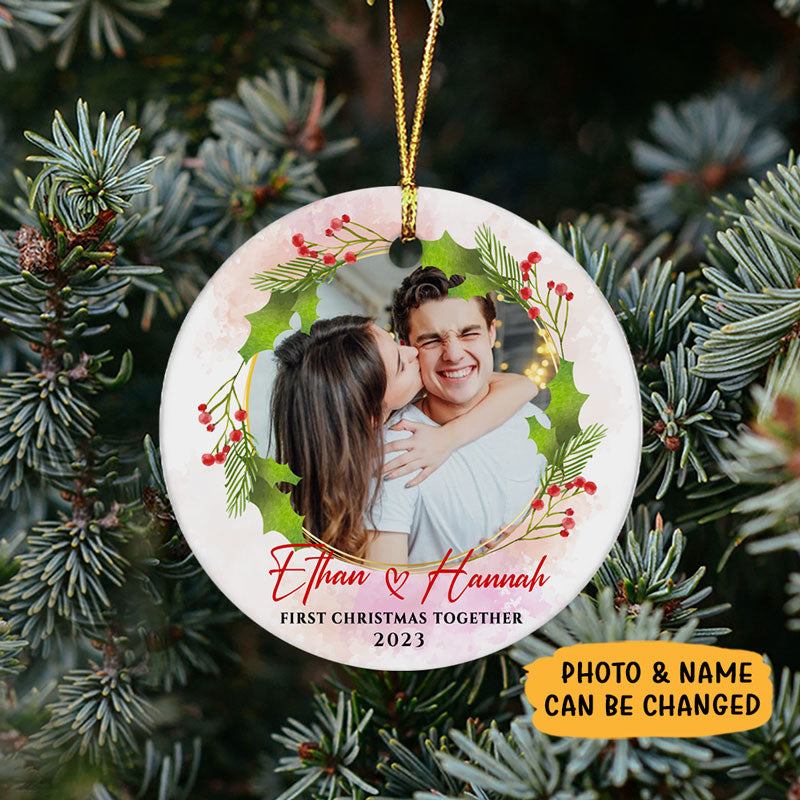 First Christmas Couple, Personalized Christmas Ornaments for Couple, Custom Photo Gift